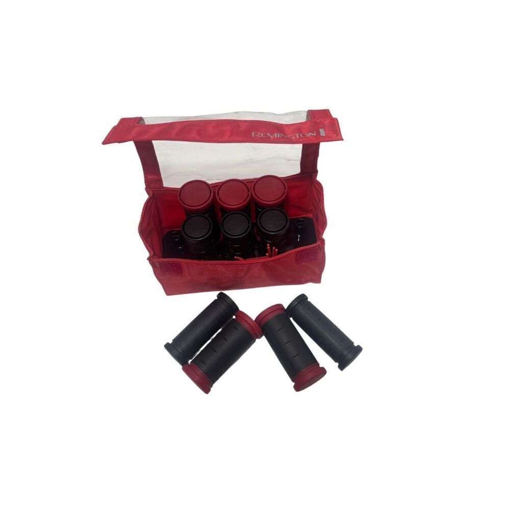 Remington red travel set of heated hair rollers. The set includes black & red ro